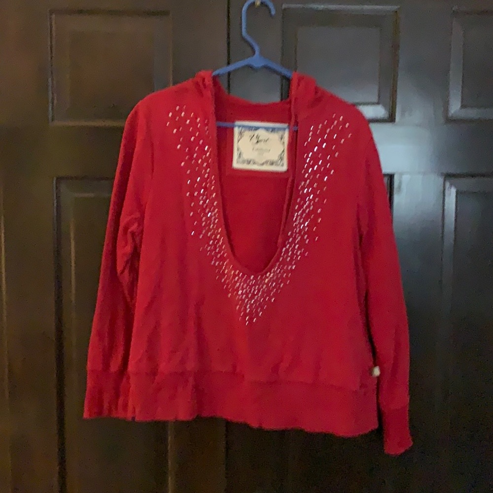 Vintage red embellished hoodie by Venezia size 14/16